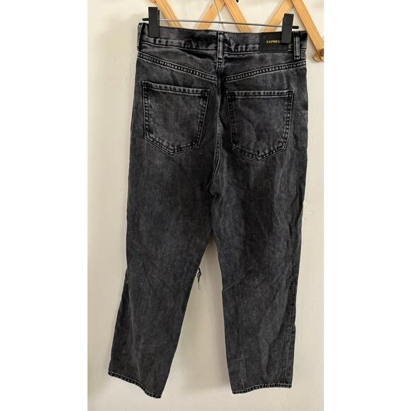 Express Jeans Women's 2 High Rise Straight Ankle Black Vintage Wash Cut Out - Picture 7 of 9